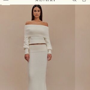 Meshki Charlotte Knit Maxi Skirt & Off Shoulder Knit Long Sleeve Top